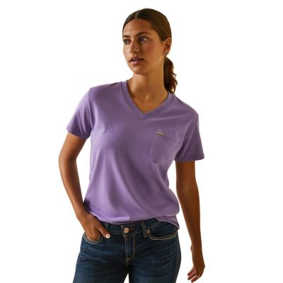 Ariat Women's Rebar Cotton Strong V-Neck Short Sleeve Work T-Shirt, 10043343