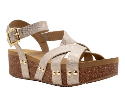 Volatile Women's Sandcastle Studded Wedges, 9,Champagne at Tractor ...