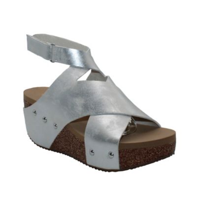 Volatile Jamboree Velcro Ankle Strap Metallic Wedge