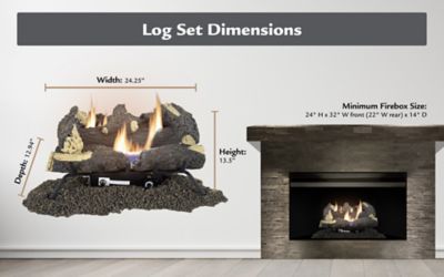 Image showing  30 in. Valley Oak Series Vent Free Gas Log Set 33,000 BTU's