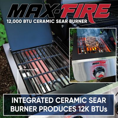 Image showing 5 th Even Embers 4-Burner Propane Gas Grill, Black/Silver, With Sear Burner