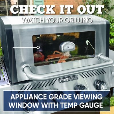 Image showing 6 th Even Embers 4-Burner Propane Gas Grill, Black/Silver, With Sear Burner