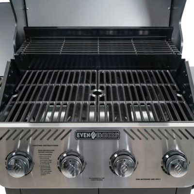 Image showing 9 th Even Embers 4-Burner Propane Gas Grill, Black/Silver, With Sear Burner
