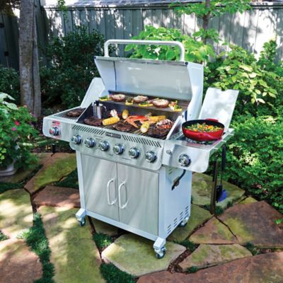 Image showing  6-Burner Propane Gas Grill, Silver, With Side and Sear Burners