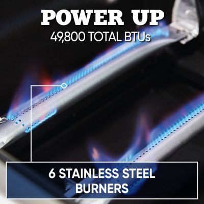 Image showing  6-Burner Propane Gas Grill, Silver, With Side and Sear Burners