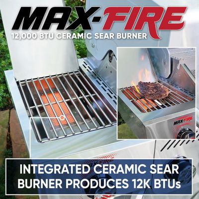 Image showing 5 th Even Embers 6-Burner Propane Gas Grill, Silver, With Side and Sear Burners