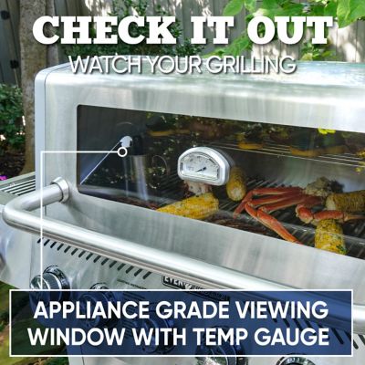 Image showing 6 th Even Embers 6-Burner Propane Gas Grill, Silver, With Side and Sear Burners