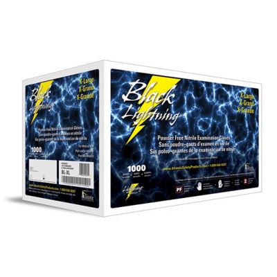 Image showing 1 th Black Lightning Exam Grade Nitrile Disposable Gloves, Powder-Free, Fully Textured, 6 Mil, 1,000 ct.