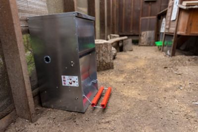 Image showing  40lb Automatic Metal Poultry Treadle Feeder, Rust-Resistant, Self-Adjusting & Eco-Friendly Feed Management