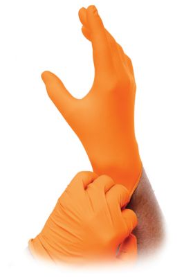 Orange Lightning Exam Grade Nitrile Disposable Gloves, Powder-Free, Fully Textured, 6 Mil, 1,000 ct.
