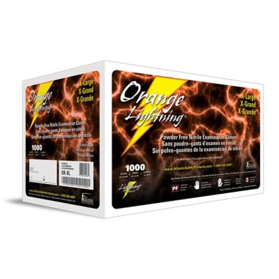 Image showing 1 th Orange Lightning Exam Grade Nitrile Disposable Gloves, Powder-Free, Fully Textured, 6 Mil, 1,000 ct.