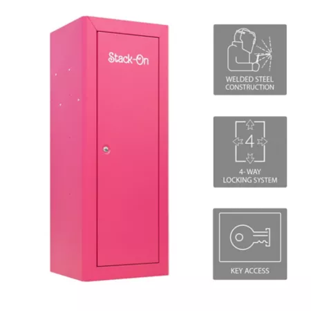 Welded Steel Safety Gun Cabinet with Key Lock for 18 Guns with Beveled Edge Pink Gun Cabinets