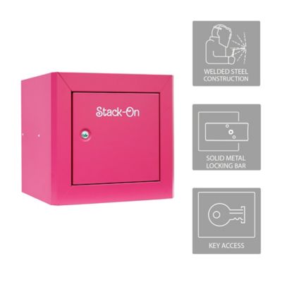 Stack-On Compact Welded-Steel Pistol / Ammo Cabinet Pink