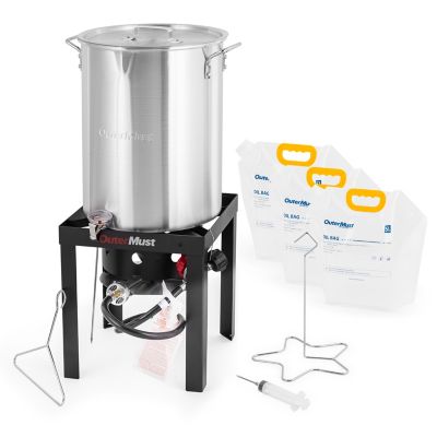 OuterMust Outdoor Propane 30 Qt. Turkey Fryer Set with Oil Bags and Burner