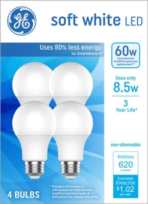 GE SW 60W LED 3yr A19 Bulb, 2 pk.