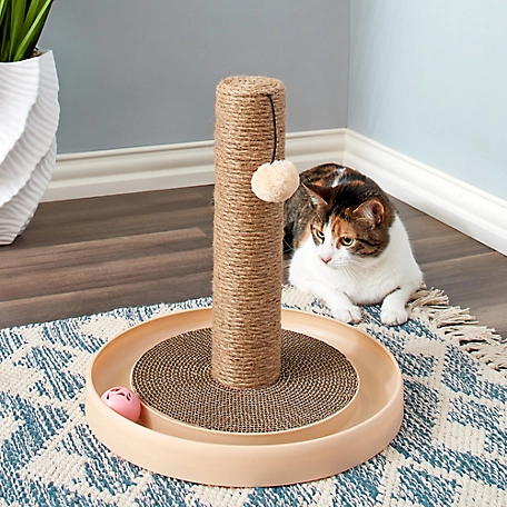 Two by Two Pecan Scratching Post Cat Furniture, 15.5 in.