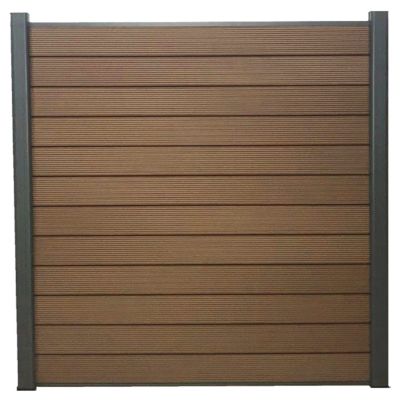 LH EP Complete Kit 6 ft. x 6 ft. Mocha WPC Composite Fence Panel with Pronged Holders and Post Kits, 1 set