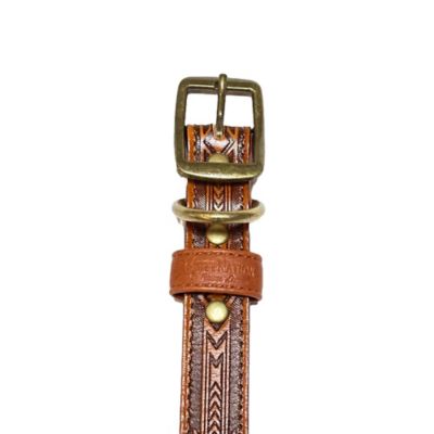 Image showing  Tooled Leather Dog Collar