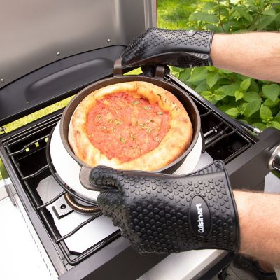 Image showing  15,000 BTU Propane Outdoor Portable Tabletop Pizza Oven with 13-In. Cordierite Pizza Stone in Red/Black