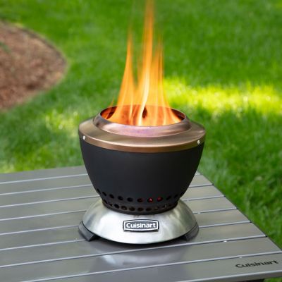 Image showing  7.5-In. Cleanburn Smokeless Outdoor Tabletop Fire Pit with Dual Fuel Compatibility in Black/Stainless Steel