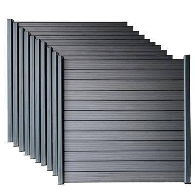 LH EP Complete Kit 6 ft. x 6 ft. Gray WPC Composite Fence Panel with Pronged Holders and Post Kits, 10 set