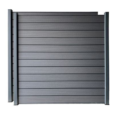 LH EP Complete Kit 6 ft. x 6 ft. Mocha WPC Composite Fence Panel w/Bottom Squared Holders and Post Kits (2 set)