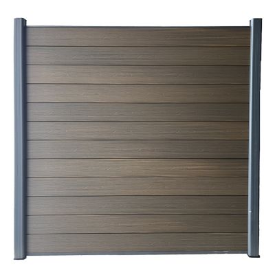 LH EP Complete Kit 6 ft. x 6 ft. Wood Grain Brown WPC Composite Fence Panel with Pronged Holders and Post Kits, 1 set