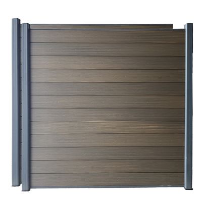 LH EP Complete Kit 6 ft. x 6 ft. Wood Grain Brown WPC Composite Fence Panel with Pronged Holders and Post Kits, 2 set