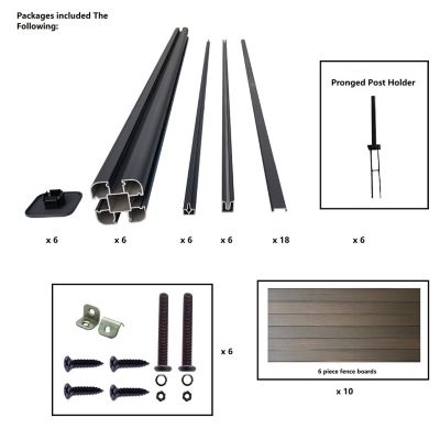 LH EP Complete Kit 6 Ft. X 6 Ft. Wood Grain Brown WPC Composite Fence ...