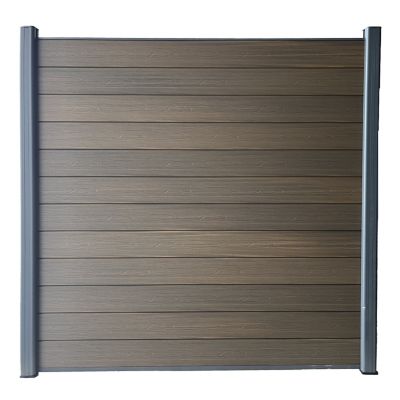 LH EP Complete Kit 6 ft. x 6 ft. Wood Grain Brown WPC Composite Fence Panel with Bottom Squared Holders & Post Kits, 1 set