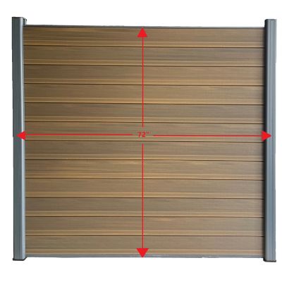 Image showing 6 th LH EP 6 x 6ft. WPC Composite Fence Panel with Bottom Squared Holders & Post Kits, Complete Kit, Wood Grain Brown, 2 pk.