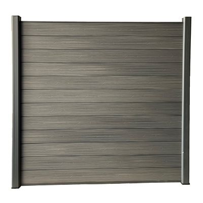 LH EP Complete Kit 6 ft. x 6 ft. Wood Grain Castle Gray WPC Composite Fence Panel with Bottom Squared Holders Post Kits, 1 set