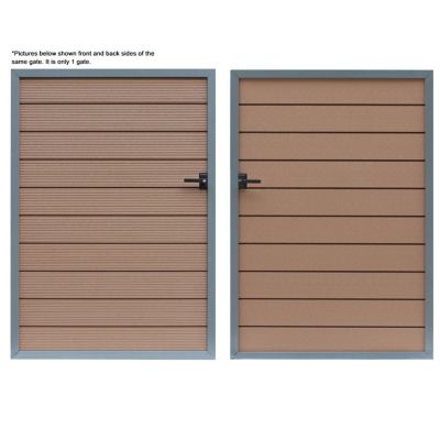 Image showing  3-2/3 x 5-1/6ft. Mocha Assembly Required WPC Composite Fence Gate Kit with Keyed Lock, Gate Post Not Included
