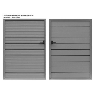 Image showing  3-2/3 ft. x 5-1/6 ft. Gray Assembly Required WPC Composite Fence Gate Kit with Keyed Lock, Gate Post not Included