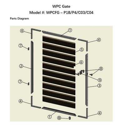 Image showing  3-2/3 ft. x 5-1/6 ft. Gray Assembly Required WPC Composite Fence Gate Kit with Keyed Lock, Gate Post not Included