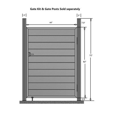 Image showing 5 th LH EP 3-2/3 x 5-1/6ft. Gray Assembly Required WPC Composite Fence Gate Kit with Keyed Lock, Gate Post Not Included