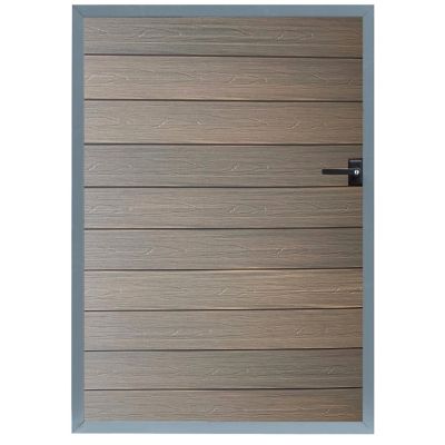 LH EP 3-2/3 x 5-1/6ft. Wood Grain Brown Assembly Required WPC Composite Fence Gate Kit w/Keyed Lock, Post Not Included