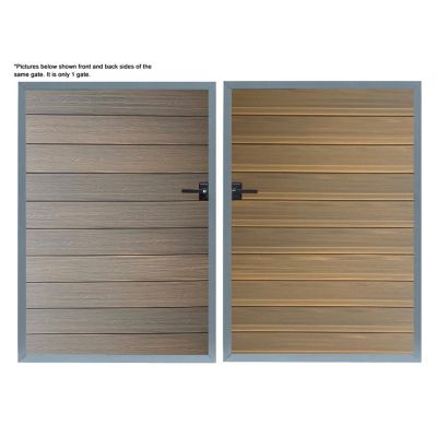 Image showing  3-2/3 x 5-1/6ft. Wood Grain Brown Assembly Required WPC Composite Fence Gate Kit w/Keyed Lock, Post Not Included