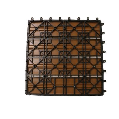 Image showing  WPC Composite Interlocking Flooring Deck Tiles with Parallel Design, 12 in. x 12 in., California Oak, 11-Pack