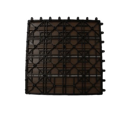 Image showing  12 in. x 12 in. WPC Composite Interlocking Flooring Deck Tiles with Parallel Design in Espresso Pack of 11 Tiles