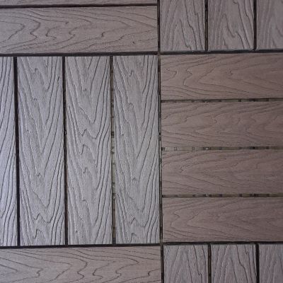 Image showing  12 in. x 12 in. WPC Composite Interlocking Flooring Deck Tiles with Parallel Design in Espresso Pack of 11 Tiles