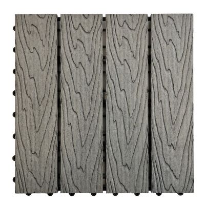 LH EP 12 in. x 12 in. WPC Composite Interlocking Flooring Deck Tiles with Parallel Design in Granite Pack of 11 Tiles
