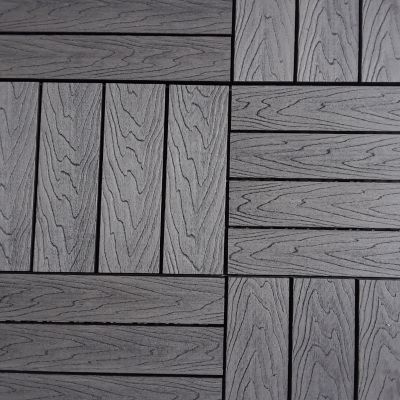 Image showing  12 in. x 12 in. WPC Composite Interlocking Flooring Deck Tiles with Parallel Design in Granite Pack of 11 Tiles