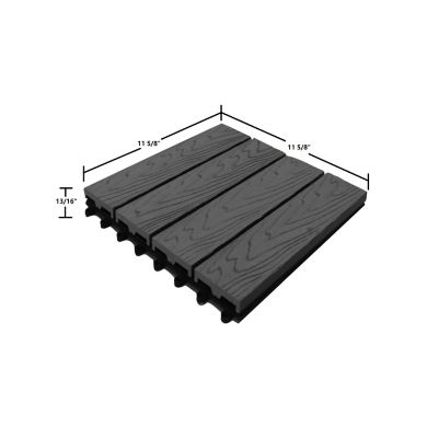 Image showing 6 th LH EP 12 in. x 12 in. WPC Composite Interlocking Flooring Deck Tiles with Parallel Design in Granite Pack of 11 Tiles