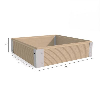 Image showing  All-Weather Square Mocha Composite Raised Garden Bed 36 in. x 36 in. x 6 in.