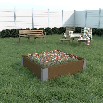 Image showing  All-Weather Square Mocha Composite Raised Garden Bed 36 in. x 36 in. x 6 in.