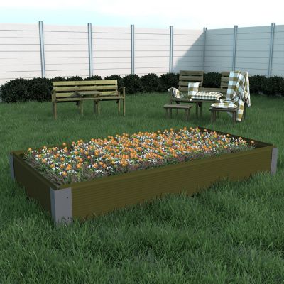 Image showing  All-Weather Rectangular Mocha Composite Raised Garden Bed 36 in. x 48 in. x 6 in.