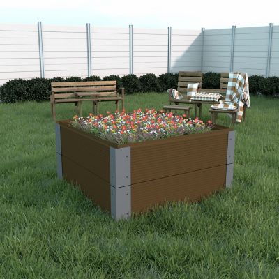Image showing  All-Weather Square Mocha Composite Raised Garden Bed 24 in. x 24 in. x 12 in.