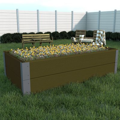 Image showing  All-Weather Rectangular Mocha Composite Raised Garden Bed 36 in. x 48 in. x 12 in.