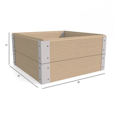 Image showing  All-Weather Square Mocha Composite Raised Garden Bed 48 in. x 48 in. x 12 in.